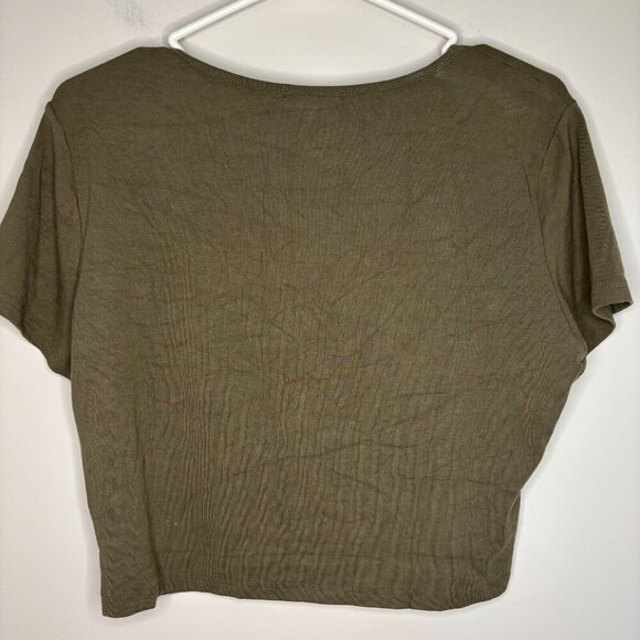 ZEAGOO NEW Cropped Round Neck Tee Green XXL Women Stretch - Picture 2 of 3